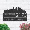 Personalized Minneapolis City Skyline Metal Address Sign House Number Plaque Realtor Closing Gift Custom Metal Sign1