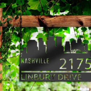 Personalized Nashville City Skyline Metal Address Sign House Number Plaque Realtor Closing Gift Custom Metal Sign2