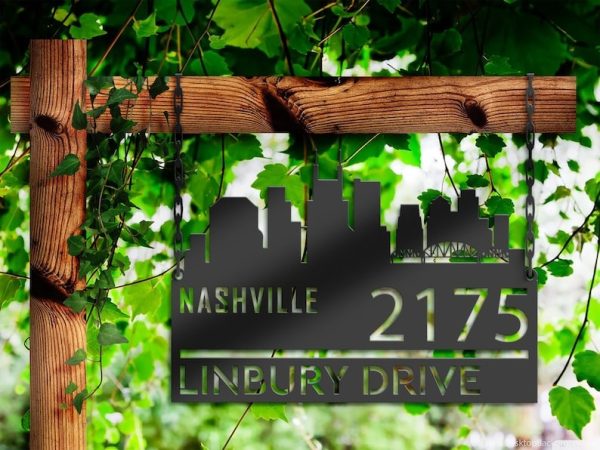 Personalized Nashville City Skyline Metal Address Sign House Number Plaque Realtor Closing Gift Custom Metal Sign