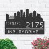 Personalized Portland City Skyline Metal Address Sign House Number Plaque Realtor Closing Gift Custom Metal Sign1