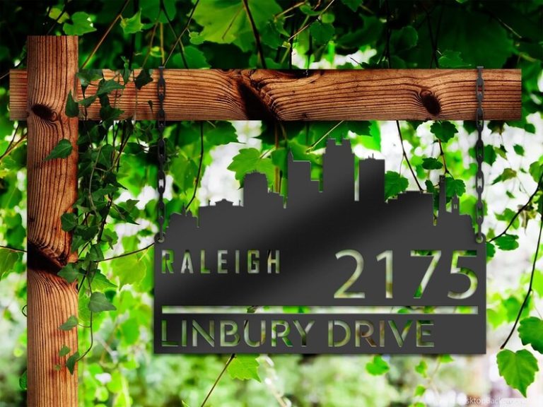 Personalized Raleigh City Skyline Metal Address Sign House Number ...