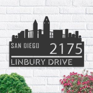 Personalized San Diego City Skyline Metal Address Sign House Number Plaque Realtor Closing Gift Custom Metal Sign1