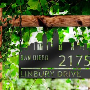 Personalized San Diego City Skyline Metal Address Sign House Number Plaque Realtor Closing Gift Custom Metal Sign2