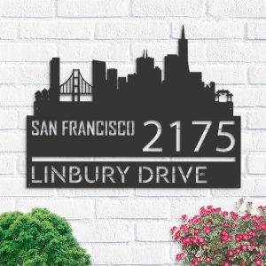 Personalized San Francisco City Skyline Metal Address Sign House Number Plaque Realtor Closing Gift Custom Metal Sign1
