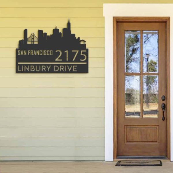 Personalized San Francisco City Skyline Metal Address Sign House Number Plaque Realtor Closing Gift Custom Metal Sign