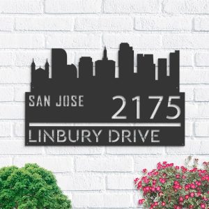 Personalized San Jose City Skyline Metal Address Sign House Number Plaque Realtor Closing Gift Custom Metal Sign2