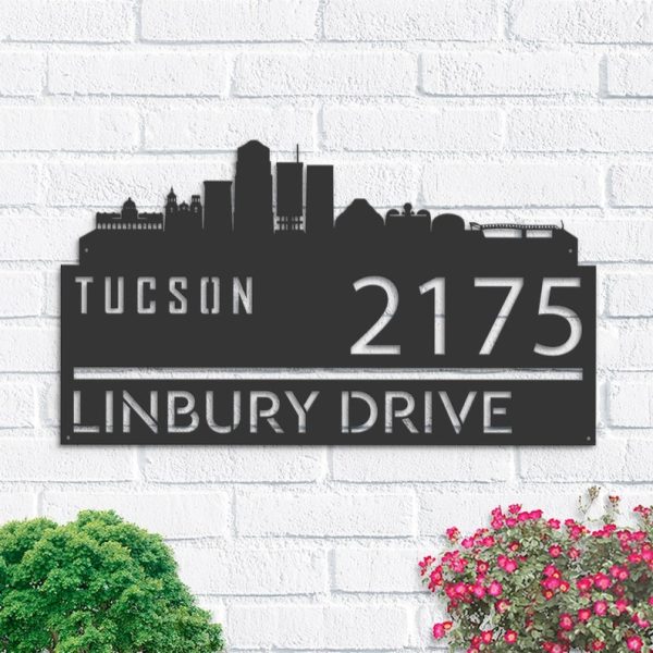 Personalized Tucson City Skyline Metal Address Sign House Number Plaque Realtor Closing Gift Custom Metal Sign