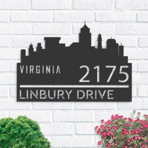 Personalized Virginia City Skyline Metal Address Sign House Number Plaque Realtor Closing Gift Custom Metal Sign1