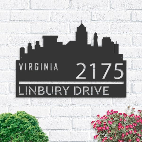 Personalized Virginia City Skyline Metal Address Sign House Number Plaque Realtor Closing Gift Custom Metal Sign