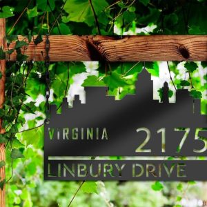 Personalized Virginia City Skyline Metal Address Sign House Number Plaque Realtor Closing Gift Custom Metal Sign2