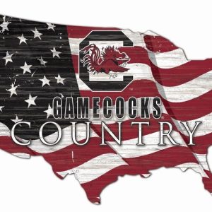 DINOZOZO South Carolina Gamecocks USA Country Flag Metal Sign University of South Carolina Athletics Signs Gift for Fans Custom Metal Signs