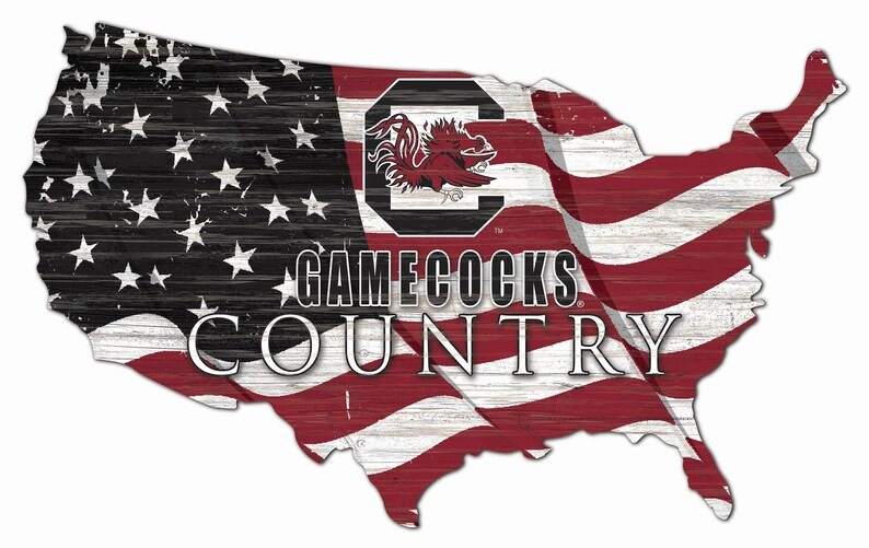 South Carolina Gamecocks USA Country Flag Metal Sign University of South Carolina Athletics Signs Gift for Fans Custom Metal Signs
