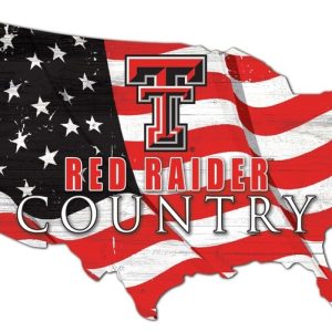 DINOZOZO Texas Tech Red Raiders USA Country Flag Metal Sign Texas Tech University Athletics Signs Gift for Fans Custom Metal Signs