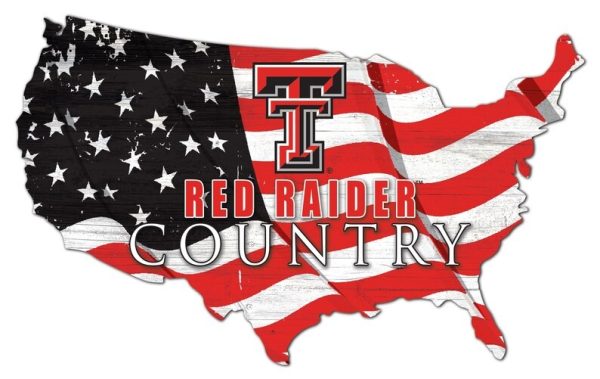 DINOZOZO Texas Tech Red Raiders USA Country Flag Metal Sign Texas Tech University Athletics Signs Gift for Fans Custom Metal Signs