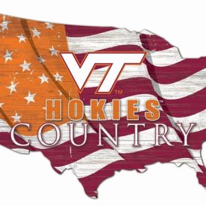 DINOZOZO Virginia Tech USA Country Flag Metal Sign Virginia Tech Athletics Signs Gift for Fans Custom Metal Signs