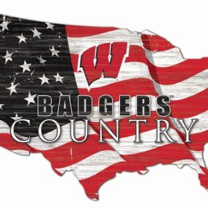 Wisconsin Badgers USA Country Flag Metal Sign Wisconsin University Signs Gift for Fan Custom Metal Signs