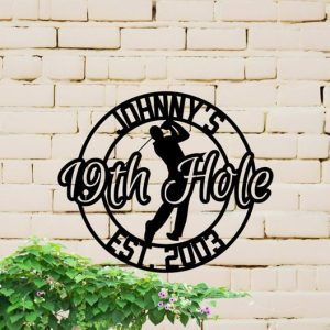 DINOZOZO 19th Hole Golfer Man Cave Custom Metal Signs