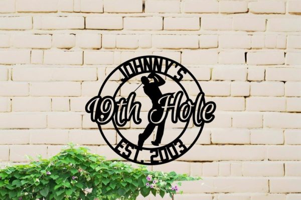 DINOZOZO 19th Hole Golfer Man Cave Custom Metal Signs