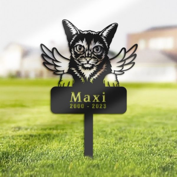 DINOZOZO Abyssinian Cat Grave Marker Garden Stakes Cat Memorial Gift Cemetery Decor Custom Metal Signs