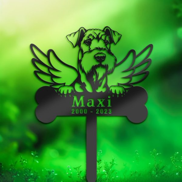 DINOZOZO Airedale Terrier Dog Grave Marker Garden Stakes Dog Memorial Gift Cemetery Decor Custom Metal Signs