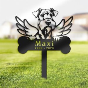 DINOZOZO Airedale Terrier Dog Grave Marker Garden Stakes Dog Memorial Gift Cemetery Decor Custom Metal Signs2