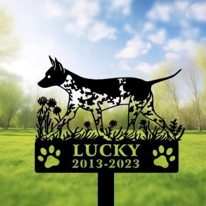 DINOZOZO American Hairless Terrier Dog Grave Marker Garden Stakes Dog Sympathy Gift Cemetery Decor Memorial Custom Metal Signs3