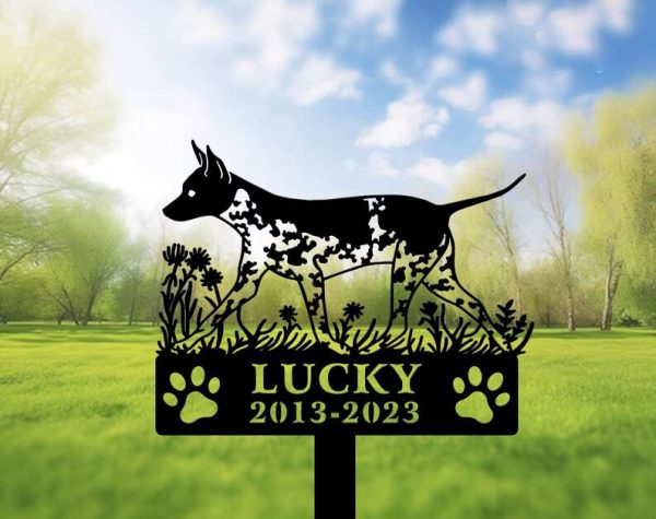 DINOZOZO American Hairless Terrier Dog Grave Marker Garden Stakes Dog Sympathy Gift Cemetery Decor Memorial Custom Metal Signs