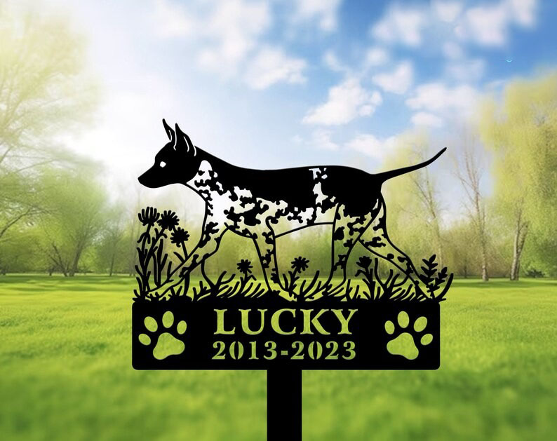 DINOZOZO American Hairless Terrier Dog Grave Marker Garden Stakes Dog Sympathy Gift Cemetery Decor Memorial Custom Metal Signs3