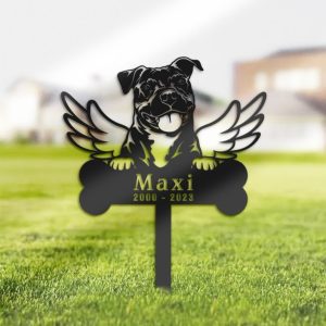 DINOZOZO American Pit Bull Dog Grave Marker Garden Stakes Dog Memorial Gift Cemetery Decor Custom Metal Signs