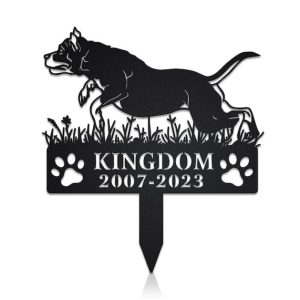 DINOZOZO American Staffordshire Terrier Dog Grave Marker Garden Stakes Dog Sympathy Gift Cemetery Decor Memorial Custom Metal Signs2