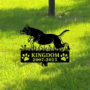 DINOZOZO American Staffordshire Terrier Dog Grave Marker Garden Stakes Dog Sympathy Gift Cemetery Decor Memorial Custom Metal Signs4