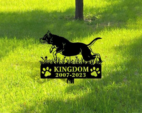 DINOZOZO American Staffordshire Terrier Dog Grave Marker Garden Stakes Dog Sympathy Gift Cemetery Decor Memorial Custom Metal Signs