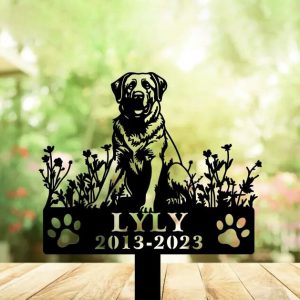 DINOZOZO Anatolian Shepherd Dog Grave Marker Garden Stakes Dog Sympathy Gift Cemetery Decor Memorial Custom Metal Signs2