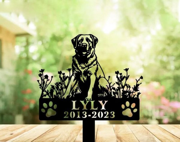 DINOZOZO Anatolian Shepherd Dog Grave Marker Garden Stakes Dog Sympathy Gift Cemetery Decor Memorial Custom Metal Signs