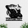 DINOZOZO Astronaut Cat Moon Universe V1 Address Sign House Number Plaque Custom Metal Signs