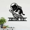 DINOZOZO Astronaut Cat Moon Universe V2 Address Sign House Number Plaque Custom Metal Signs