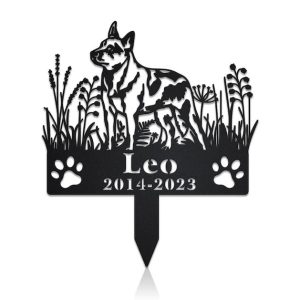 DINOZOZO Australian Cattle Dog Grave Marker Garden Stakes Dog Sympathy Gift Cemetery Decor Memorial Custom Metal Signs2