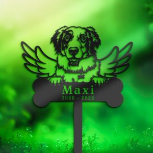 DINOZOZO Australian Shepherd Dog Grave Marker Garden Stakes Dog Memorial Gift Cemetery Decor Custom Metal Signs2