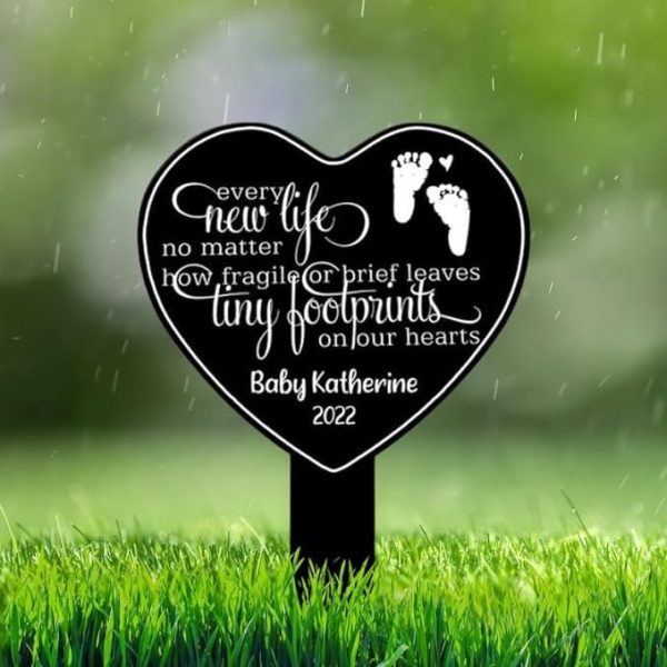DINOZOZO Baby Grave Marker Miscarriage Gifts, Pregnancy Loss Gifts, Baby Remembrance Memorial Stake Sympathy Gifts Custom Metal Signs