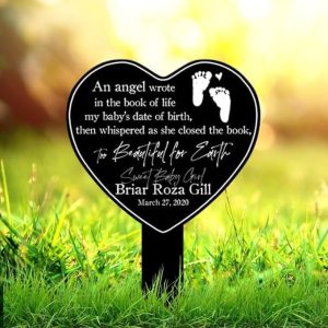 DINOZOZO Baby Grave Marker Miscarriage Gifts Pregnancy Loss Gifts Baby Remembrance Memorial Stake Sympathy Gifts Custom Metal Signs3