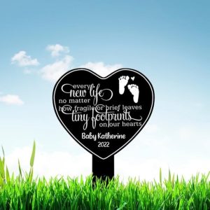 DINOZOZO Baby Grave Marker Miscarriage Gifts Pregnancy Loss Gifts Baby Remembrance Memorial Stake Sympathy Gifts Custom Metal Signs4