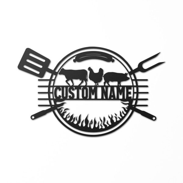 DINOZOZO Backyard BBQ Christmas Gift Grill Master Custom Metal Signs
