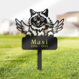 DINOZOZO Balinese Cat Grave Marker Garden Stakes Cat Memorial Gift Cemetery Decor Custom Metal Signs