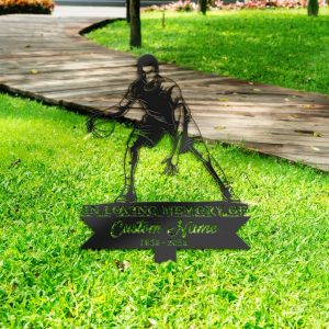 DINOZOZO Basketball Player Grave Marker Memorial Sign with Stake Sympathy Gifts for Loss of Loved One Custom Metal Signs4