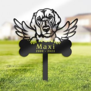 DINOZOZO Beagle Dog Grave Marker Garden Stakes Dog Memorial Gift Cemetery Decor Custom Metal Signs2