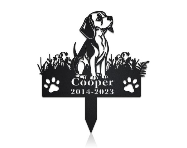 DINOZOZO Beagle Dog Grave Marker Garden Stakes Dog Sympathy Gift Cemetery Decor Memorial Custom Metal Signs