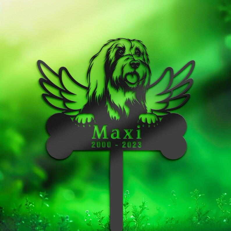 DINOZOZO Bearded Collie Dog Grave Marker Garden Stakes Dog Memorial Gift Cemetery Decor Custom Metal Signs