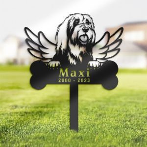 DINOZOZO Bearded Collie Dog Grave Marker Garden Stakes Dog Memorial Gift Cemetery Decor Custom Metal Signs2