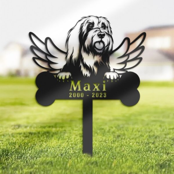 DINOZOZO Bearded Collie Dog Grave Marker Garden Stakes Dog Memorial Gift Cemetery Decor Custom Metal Signs