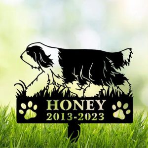 DINOZOZO Bearded Collie Dog Grave Marker Garden Stakes Dog Sympathy Gift Cemetery Decor Memorial Custom Metal Signs